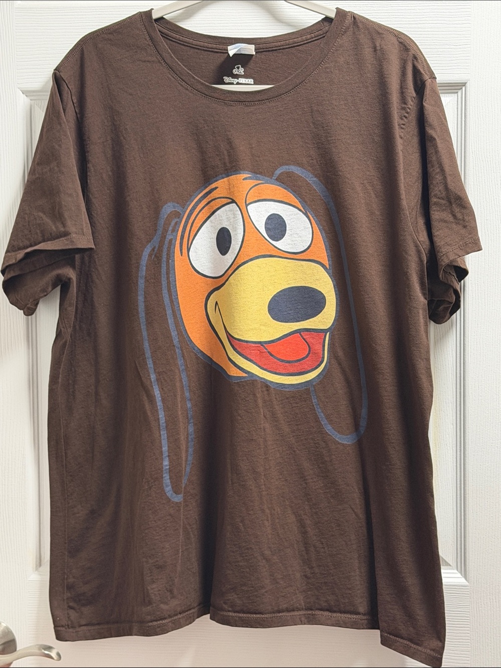 Disney Brown Dog Face Graphic Tee with Orange and Yellow Accents